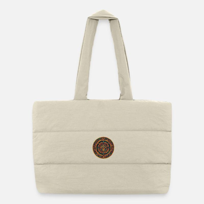 Aztec solar circle in a blaze of colour Puffer Shopping Bag