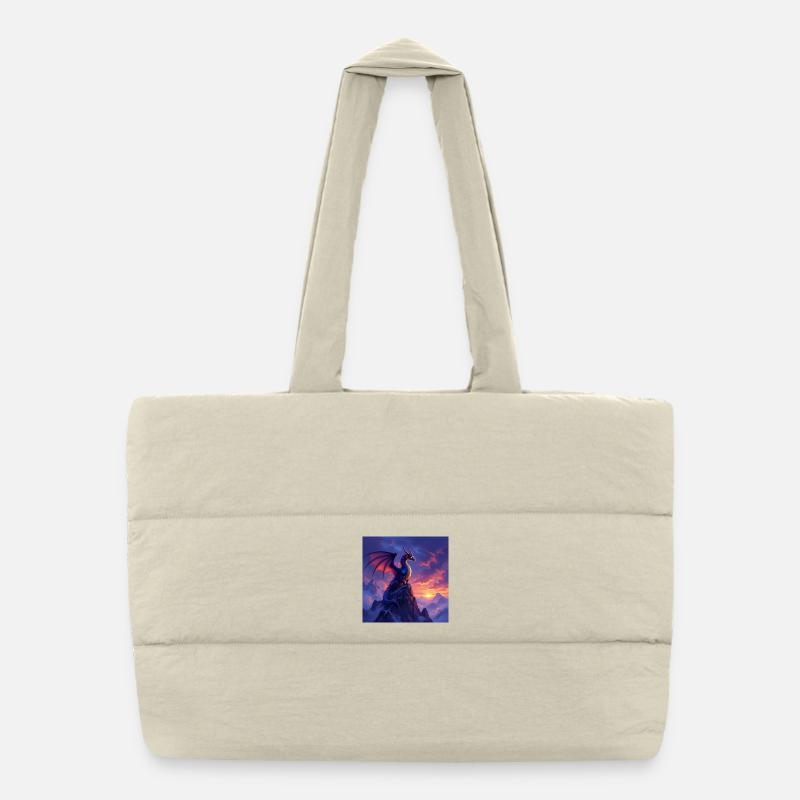 Dragon at sunset Puffer Shopping Bag