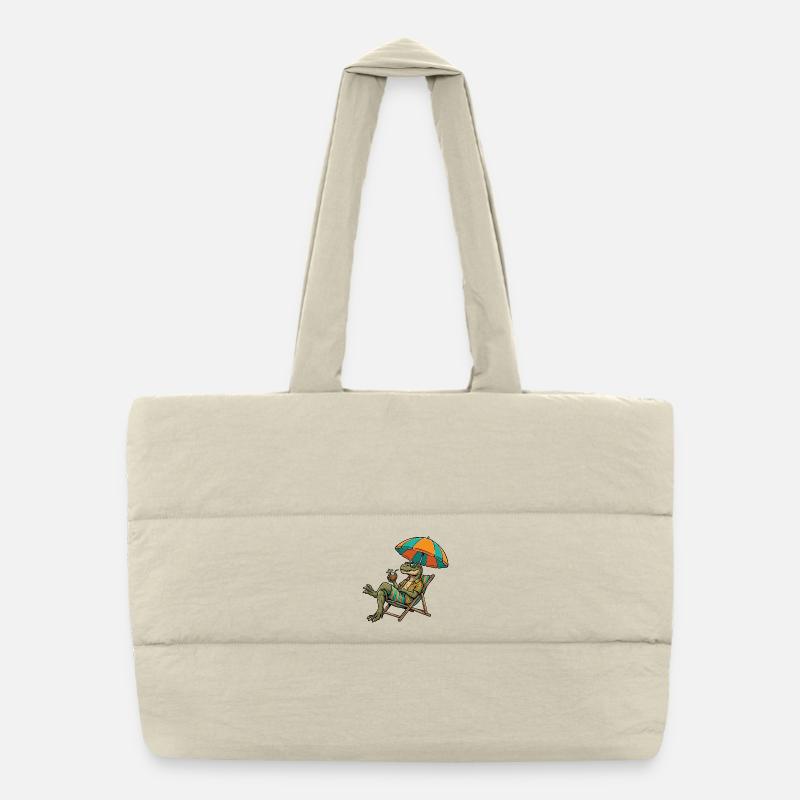 Beach dinosaur in tropical look - Puffer Shopping Bag - natural