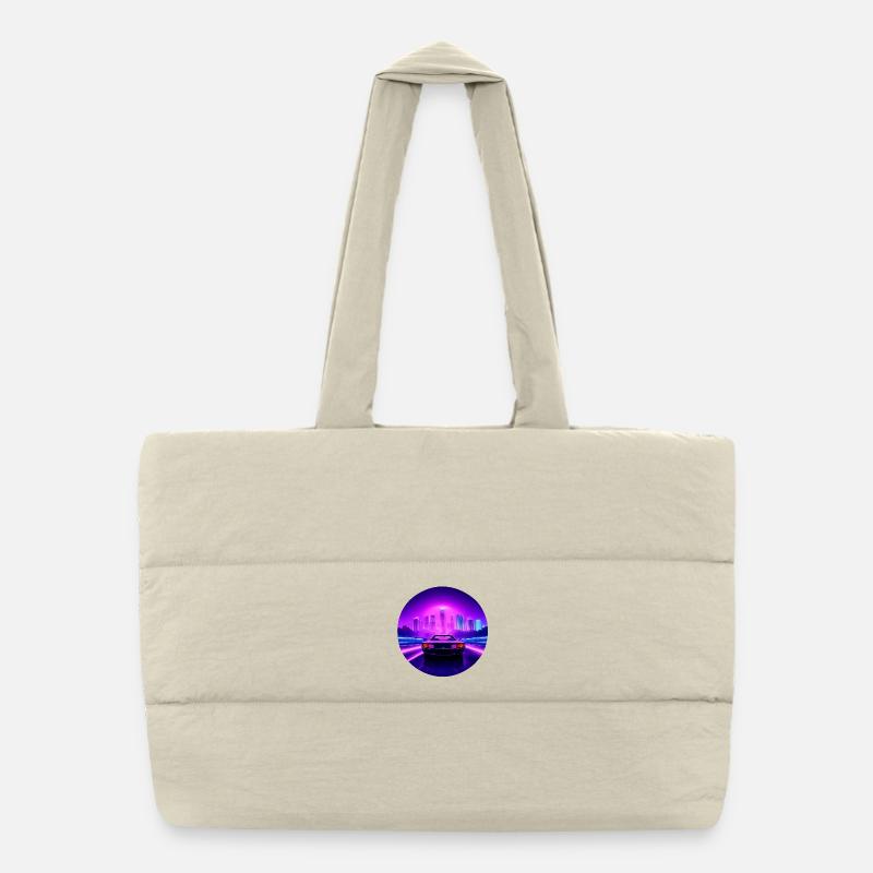 Neon City Drive Auto - Puffer-Einkaufstasche - Naturweiß