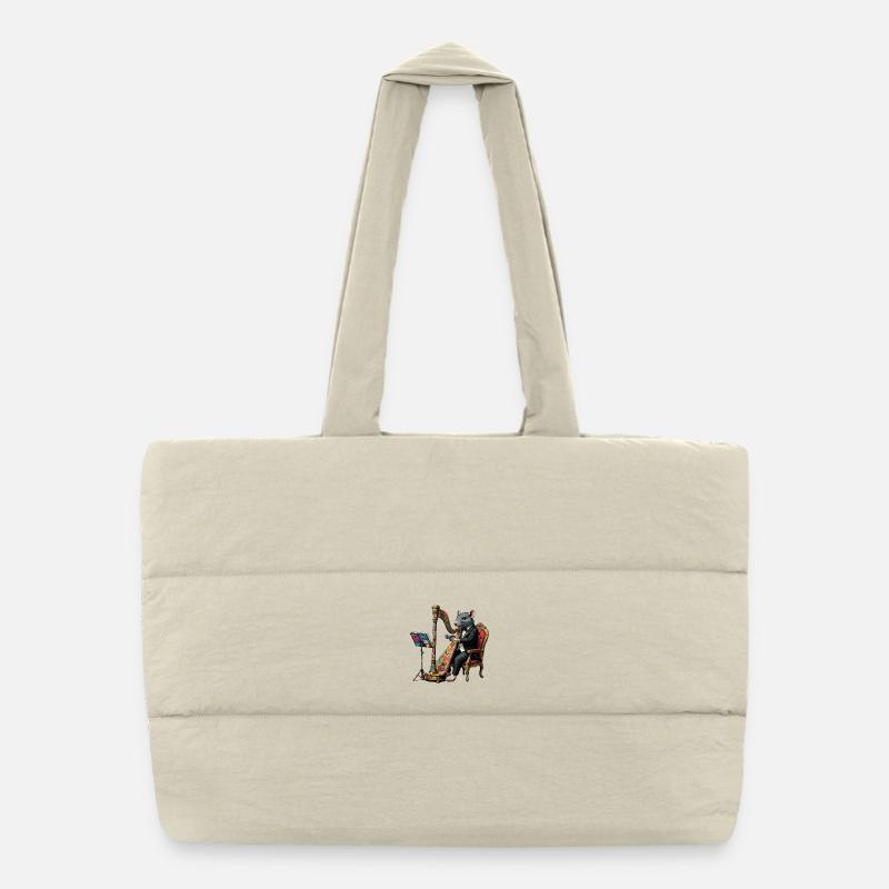 Rat in suit playing harp graffiti Puffer Shopping Bag