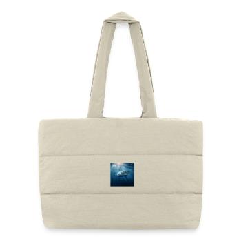 Great White Shark in Sunlight Design Ocean - Puffer Shopping Bag - natural - Front