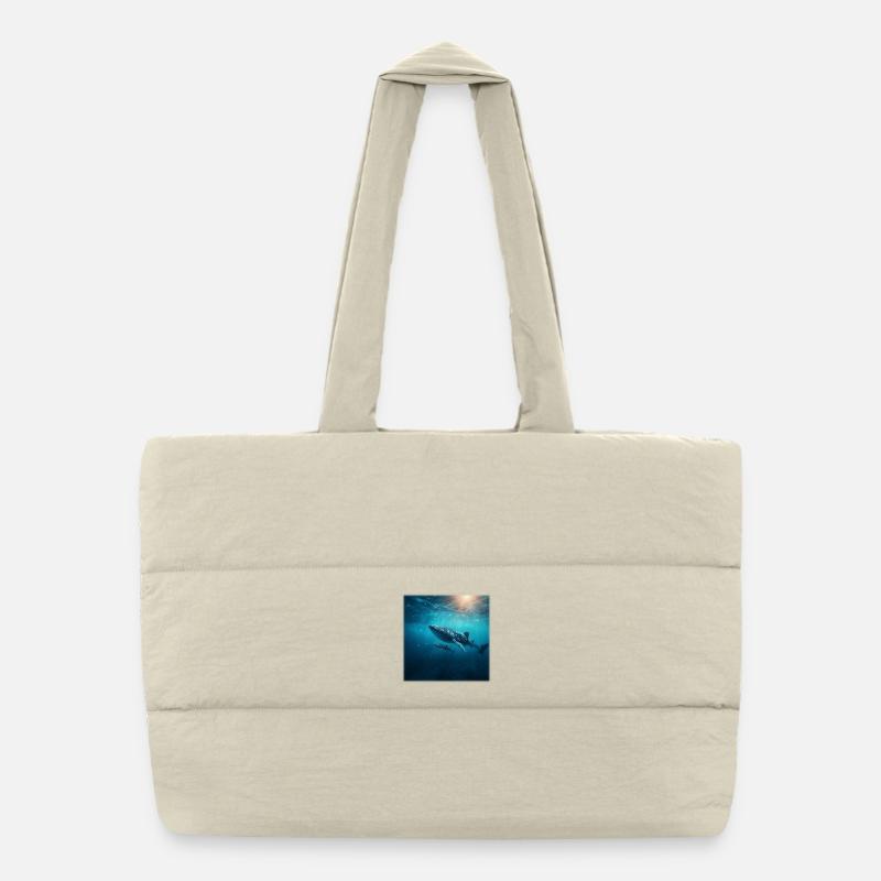 Mère requin-baleine avec bébé nature sous-marine Sac shopping matelassé
