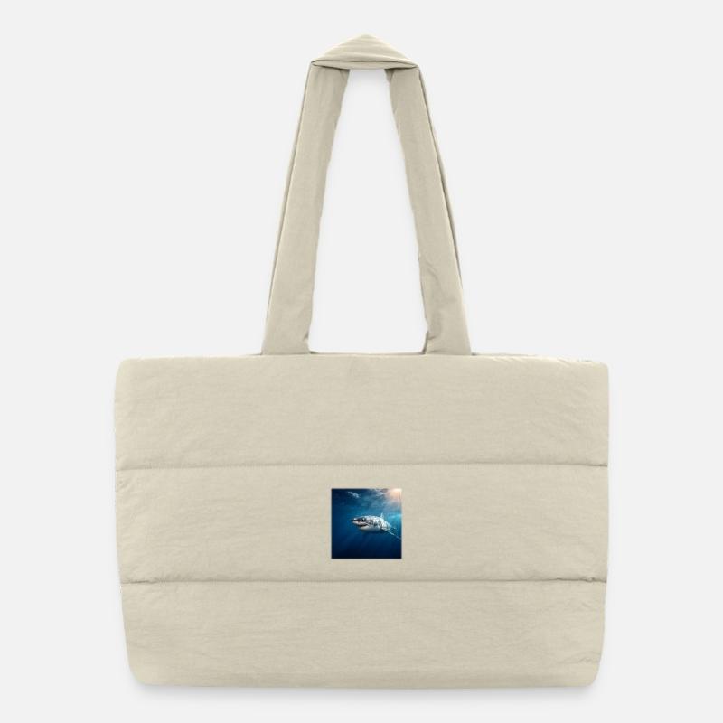 Grand Requin blanc dans le design de l’océan Sunlight Sac shopping matelassé
