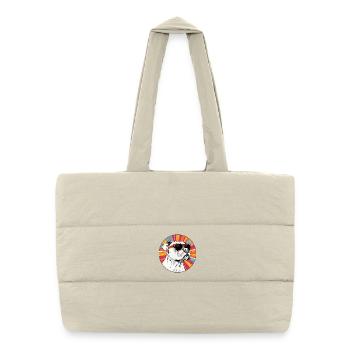 Bulldog with sunglasses in neon radial - Puffer Shopping Bag - natural - Front