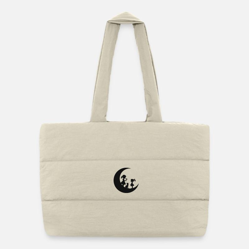 Silhouette de la Fêle Fleur sur la Lune Sac shopping matelassé
