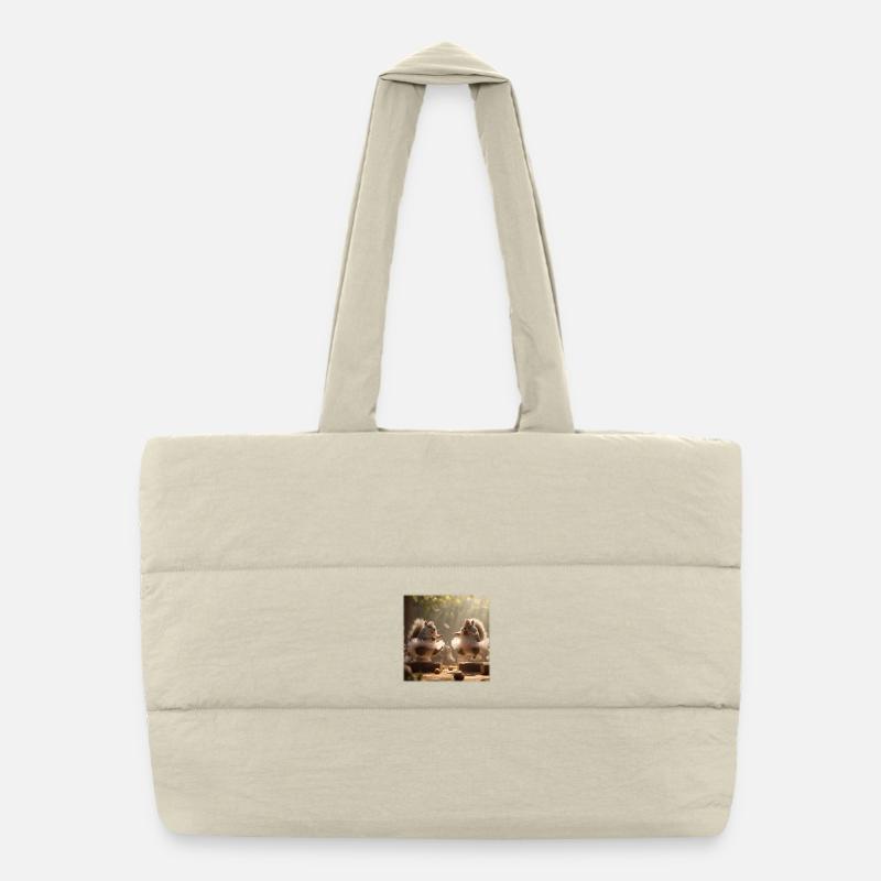 Des écureuils dansants en tutu avec des glands - Sac shopping matelassé - blanc naturel