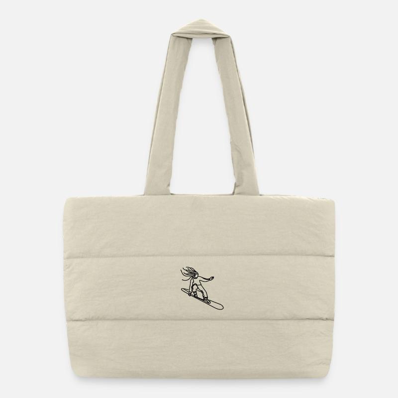 Snowboarder Puffer Shopping Bag