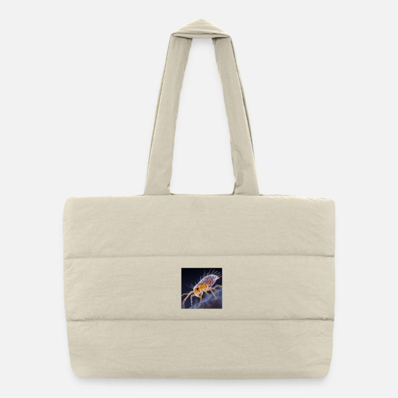 Transparent Flea – Golden Insects Macro Art Puffer Shopping Bag