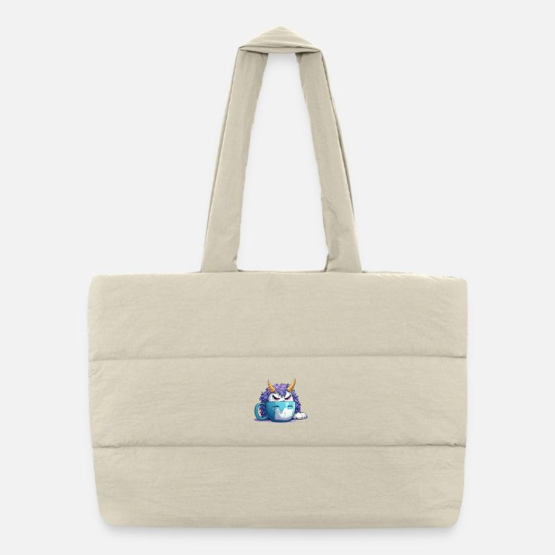 Grummel-Monster im Kaffeebecher Puffer-Einkaufstasche