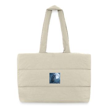 Snow Owl Full Moon Magical Winter Night - Puffer Shopping Bag - natural - Front