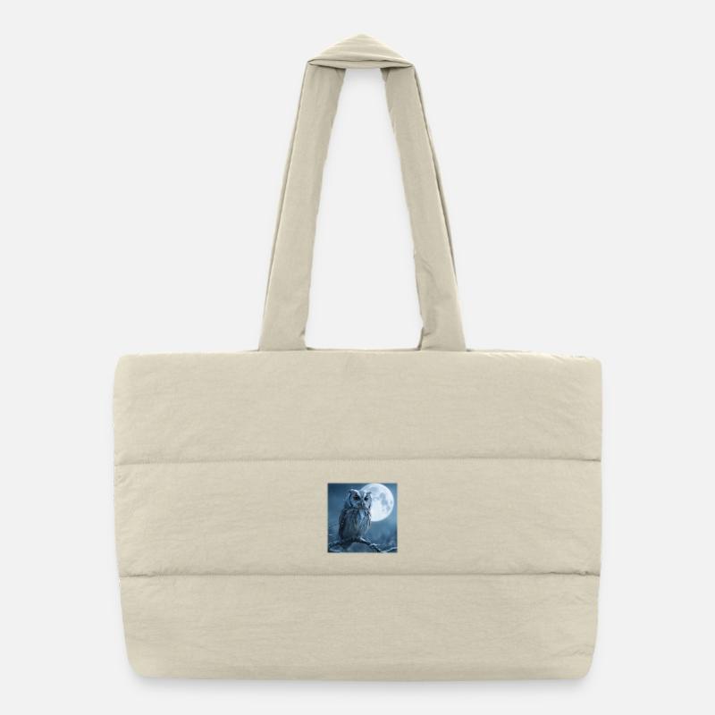 Snow Owl Full Moon Magical Winter Night Puffer Shopping Bag