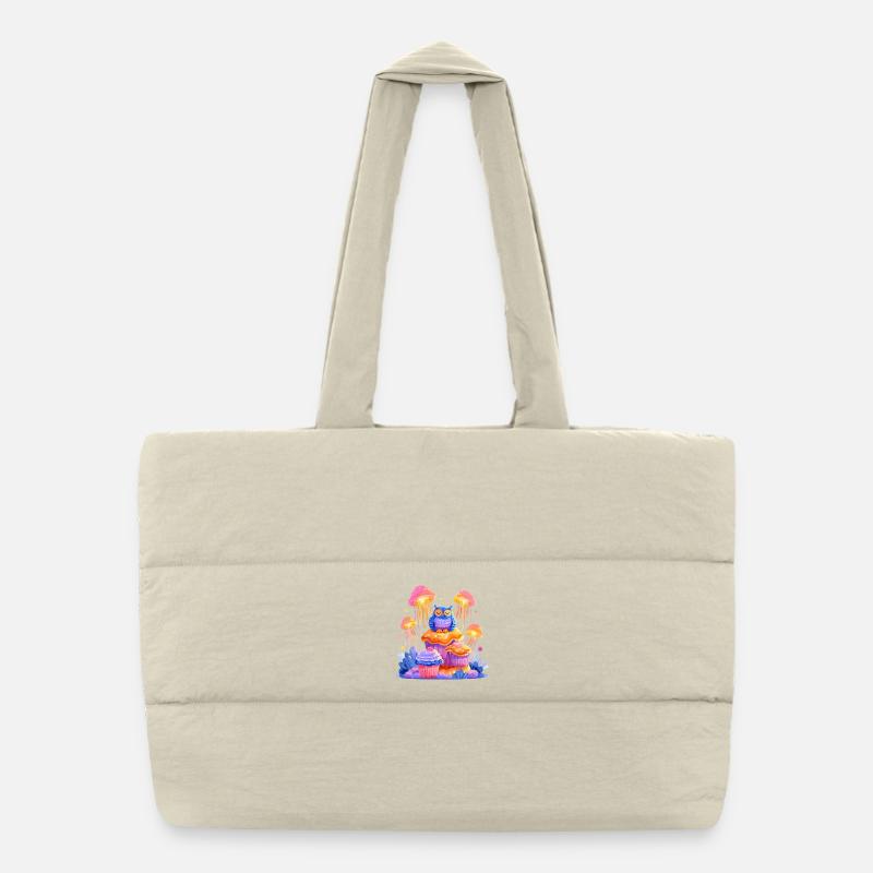 Chouette fantastique de la forêt sur champignon Sac shopping matelassé