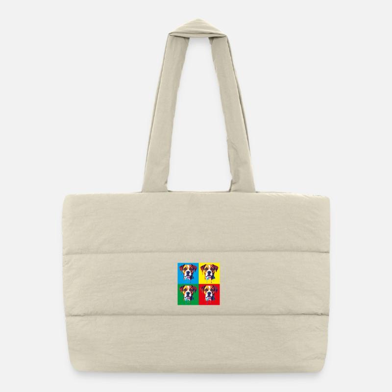 Pop Art Dog Four-Color Puffer Shopping Bag