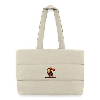 Toucan in Glass Mosaic Style Artful Bird Design - Puffer Shopping Bag - natural - Front