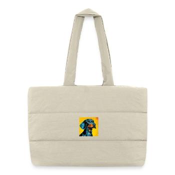 Teckel Pop Art - Sac shopping matelassé - blanc naturel - Devant