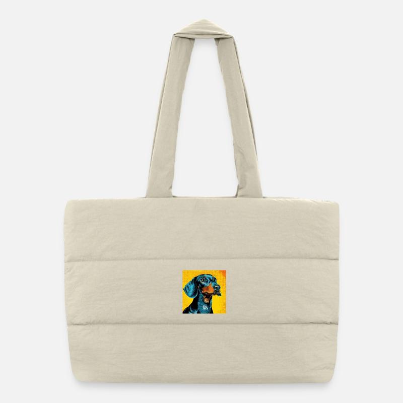 Pop Art Dachshund  Puffer Shopping Bag