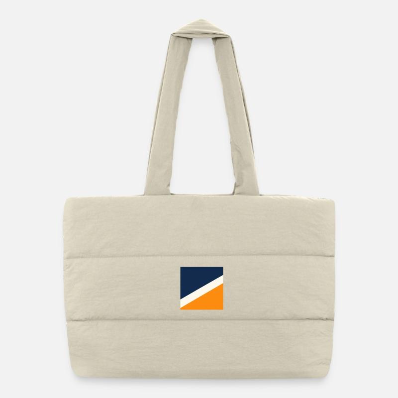 Blaue und Orange Geometrie Puffer-Einkaufstasche