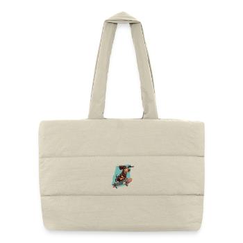 Teckel à roulettes - Sac shopping matelassé - blanc naturel - Devant