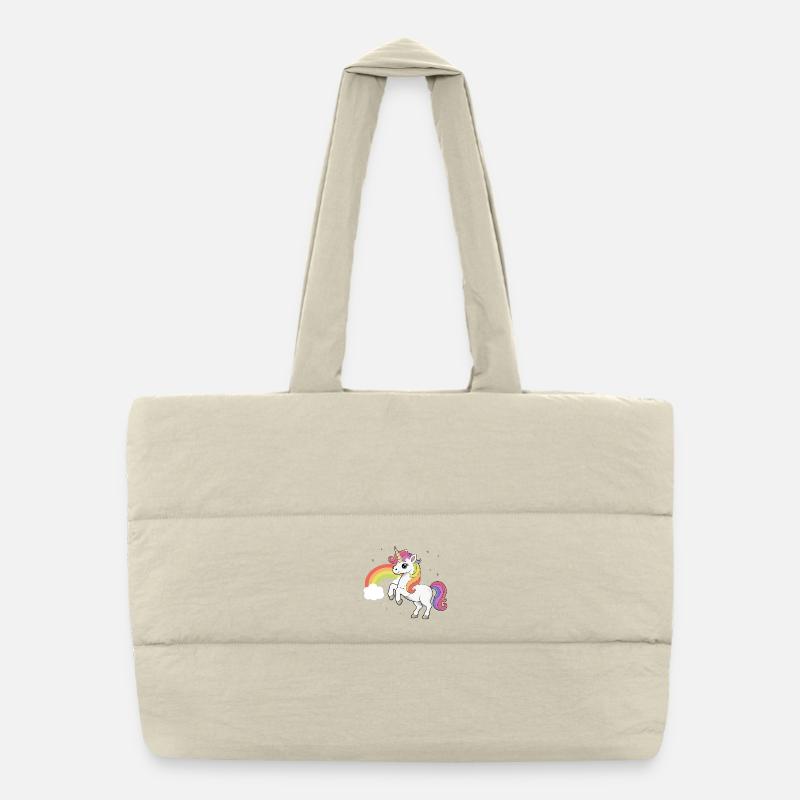 Unicorn and Rainbow - Magical Unicorn Design Puffer Shopping Bag