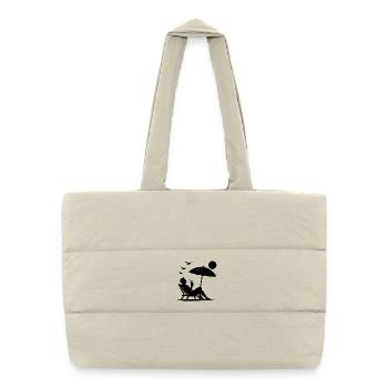 Relaxing in a deck chair on the beach - Puffer Shopping Bag - natural - Front