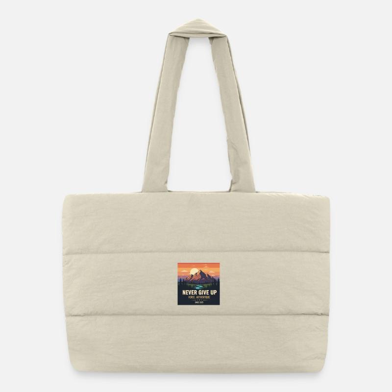 never give up Puffer Shopping Bag