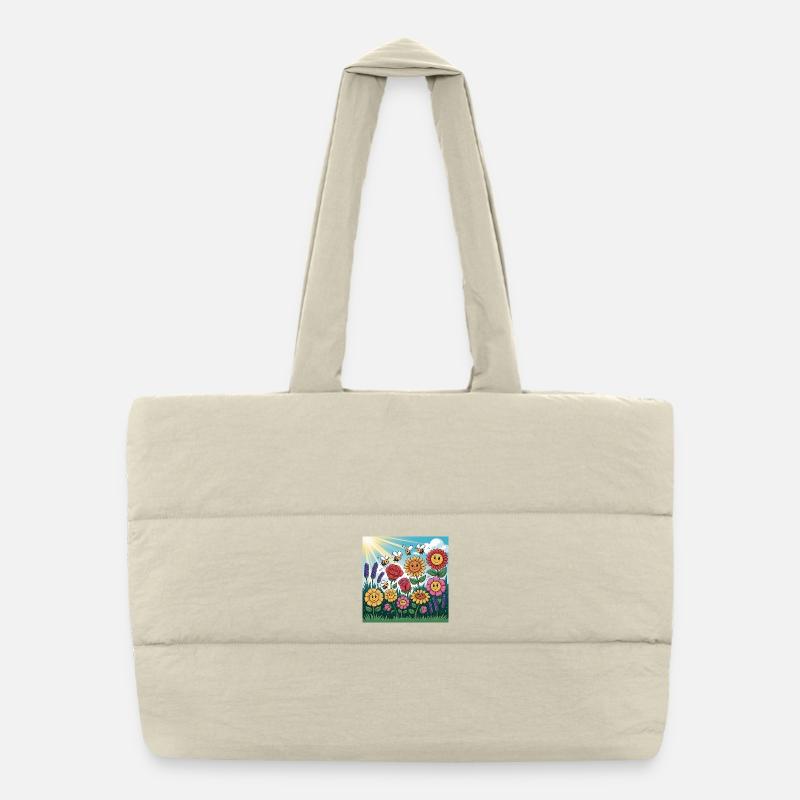 Sonnenblumengarten mit Biene Puffer-Einkaufstasche