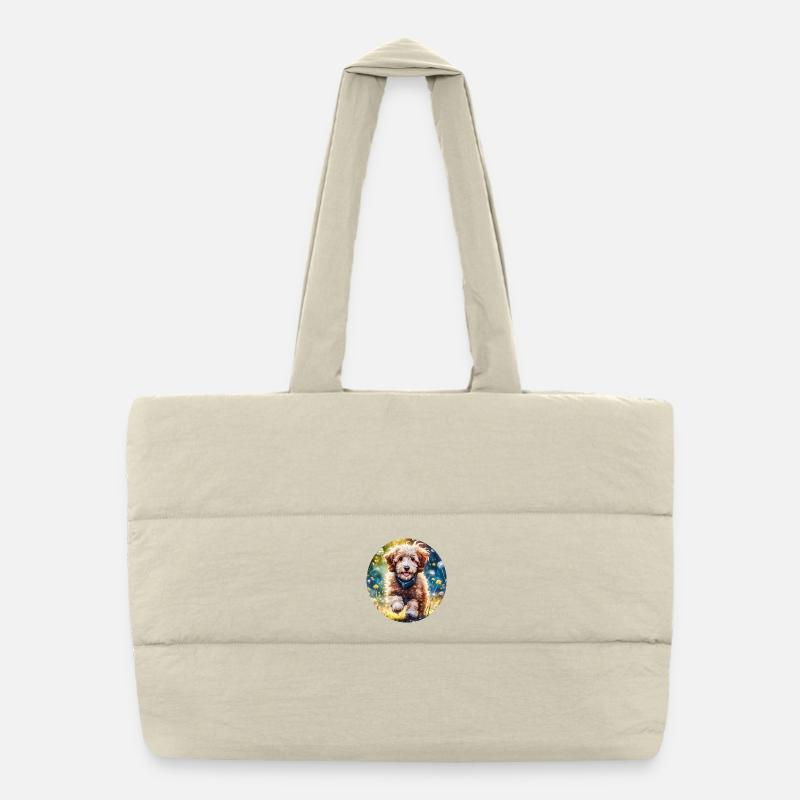 Aussiedoodle in the sunshine Puffer Shopping Bag