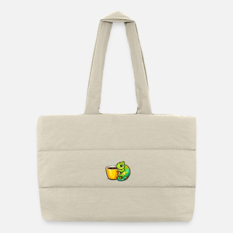 Coffee Dragon Cuddle Puffer Shopping Bag