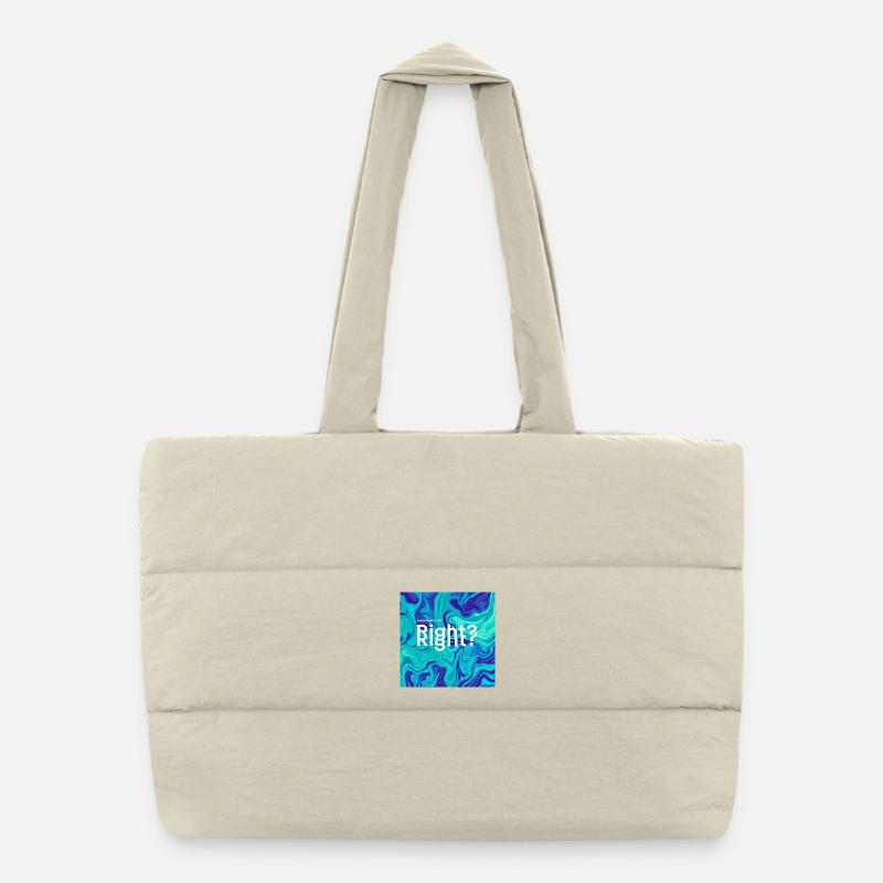 Right? Marbled Blues Typography Puffer Shopping Bag