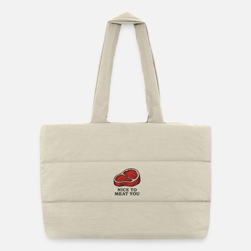 Nice to Meat You Steak Design Puffer-Einkaufstasche
