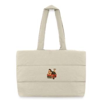 Rockabilly pin-up on vintage car in retro style - Puffer Shopping Bag - natural - Front