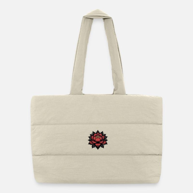 Feuilles de fleurs de lotus Sac shopping matelassé