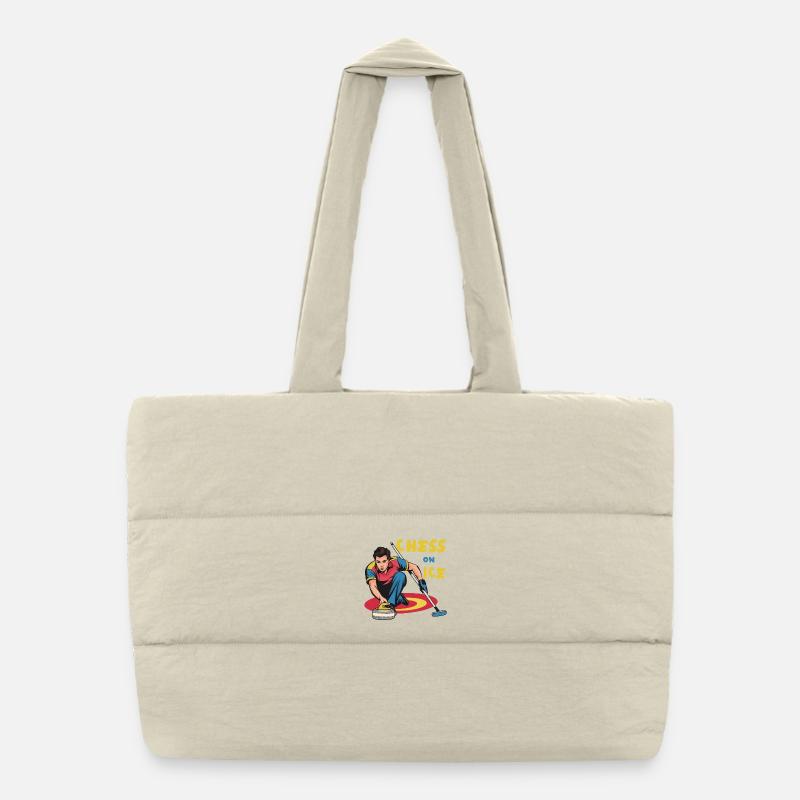 Échecs sur la glace : motif du curling sur glace Sac shopping matelassé