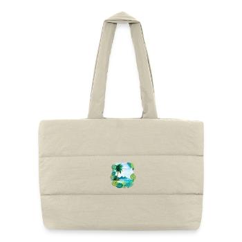 Vacances de rêve à Palm Island : voyage en mer à Hawaii Beach - Sac shopping matelassé - blanc naturel - Devant