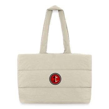 Armoiries du motif ancre - Sac shopping matelassé - blanc naturel - Devant