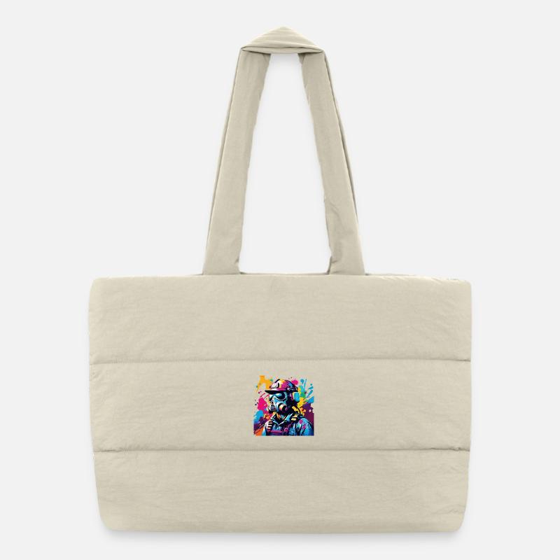 Vivid Gasmask Warrior Puffer Shopping Bag