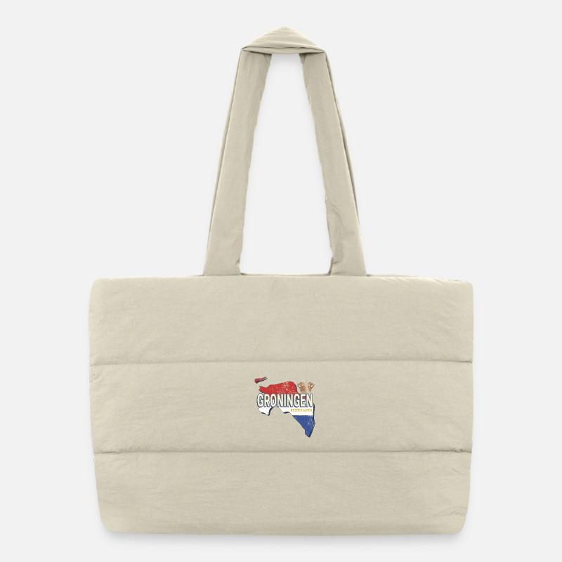 Groningen Netherlands Wall Map Holland Souvenir Puffer Shopping Bag