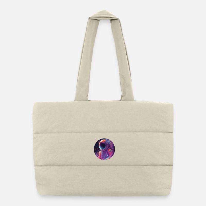 Astronaute néon dans l’espace couleur Sac shopping matelassé