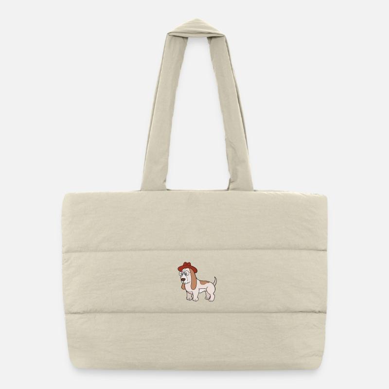 Brillen-Beagle mit Fedora Puffer-Einkaufstasche