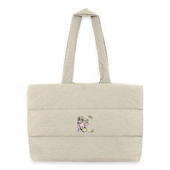 Fille photographiant une abeille - Sac shopping matelassé - blanc naturel - Devant