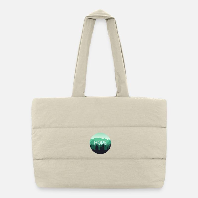 Hope, Forest, Mountain Landscape - Puffer Shopping Bag - natural
