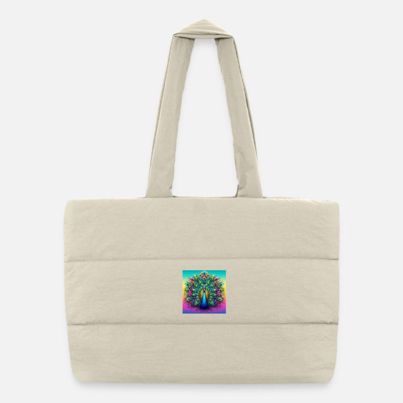 peacock Puffer Shopping Bag