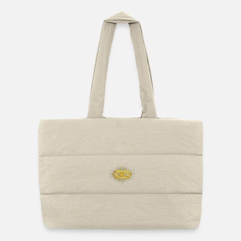 Symbole Infini doré et éclats stellaires - Sac shopping matelassé - blanc naturel