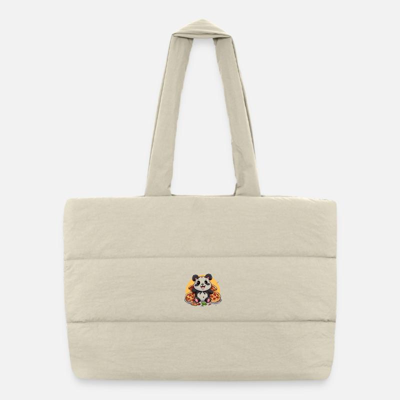 Cuddly panda with pizza magic Puffer Shopping Bag
