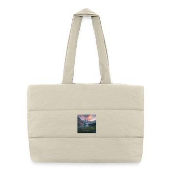 Alpine refuge at the mountain lake - Puffer Shopping Bag - natural - Front