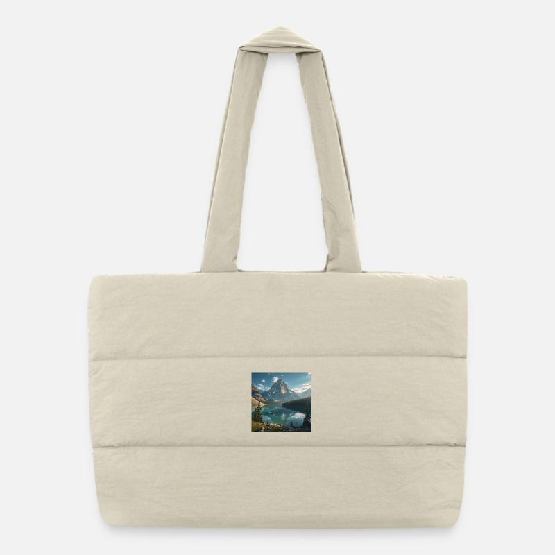 Majestic mountain lake in the forest Puffer Shopping Bag
