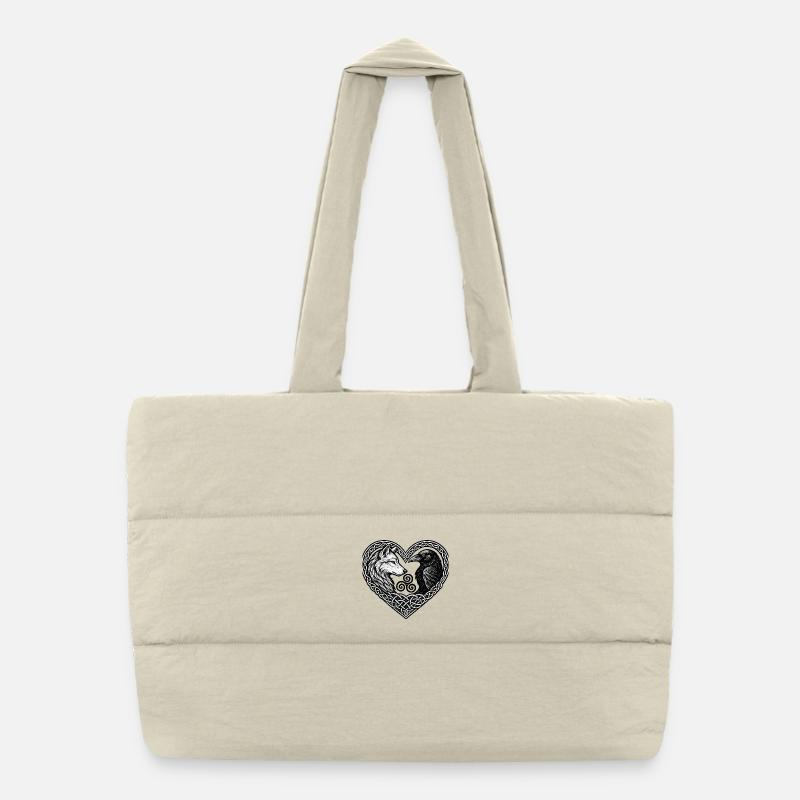 Celtic Heart: Wolf and Crow Puffer Shopping Bag