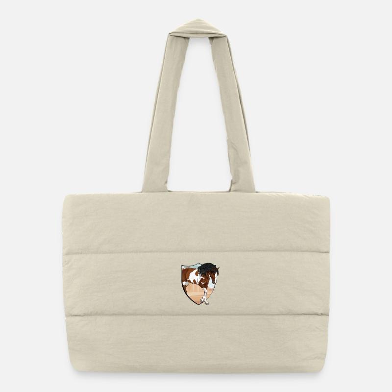 Ein geflecktes Wildpferd, ein Wappen und eine Wüste Puffer-Einkaufstasche