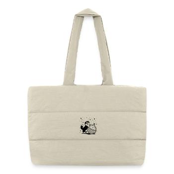 Cute Fluffy Cat with a Big Christmas Bauble - Puffer Shopping Bag - natural - Front